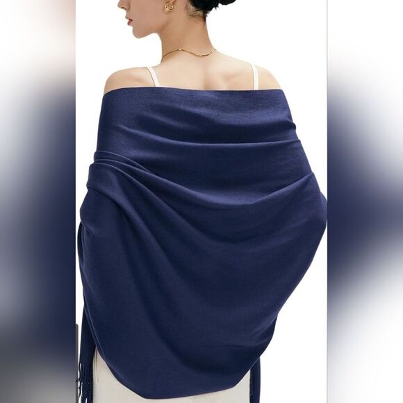 🩵NWOT Blue Lightweight Pashmina Wrap/Shawl/Scarf - Picture 6 of 12